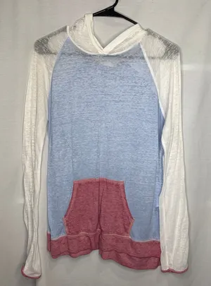 Pink Rose Lightweight Long Sleeve Hoodie Women's L thumbnail 1