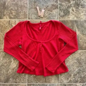 Skims Waffle Long Sleeve Henley Cranberry Size 2X thumbnail 2