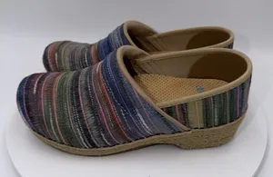 Dansko Jute Pro Weave Vegan Clog Rainbow Multi Stripe Slip On Shoe Size 37/7 thumbnail 1