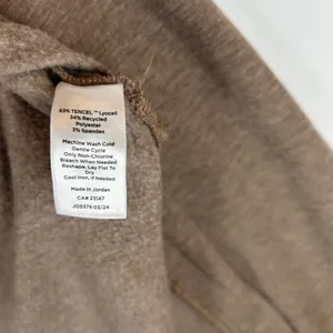 Haven Well Within Brown Johnny Collar V-Neck Pullover Sweatshirt Pockets Small thumbnail 4