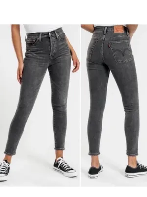 Levi's Wedgie Skinny Jeans - Charcoal Black thumbnail 2