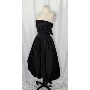 NWT!! HELLO MOLLY Upon A Cloud Strapless Bubble Midi Dress Solid Black X-Small‎ thumbnail 5