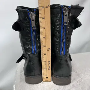 Steve Madden Temmpt Black Leather Mid Rise Boots 8M moto back zipper thumbnail 5