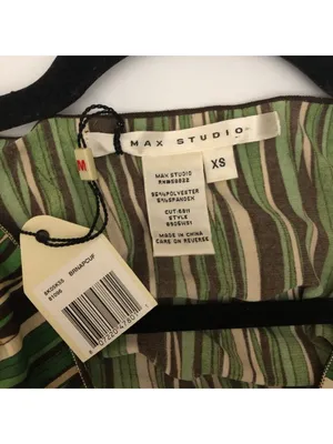 Max Studio Green & Brown Sleeveless Striped Dress XS Womens Casual Knee Length thumbnail 3