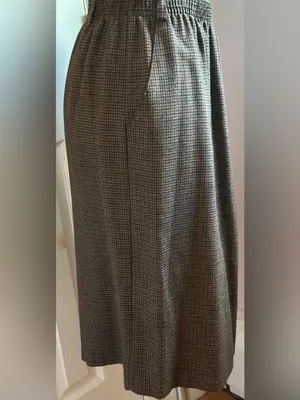 Briggs New York Color Browns Black Houndstooth Elastic Waist Midi Skirt Sz 12 thumbnail 4