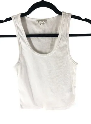 Z Supply White Ribbed Tank Top Cropped Womens Small Cotton Stretch Scoop Neck thumbnail 1