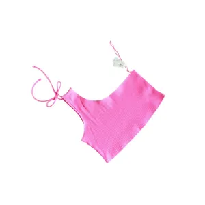 NWT Aerie Hot Pink Ribbed One Shoulder Crop Top thumbnail 3