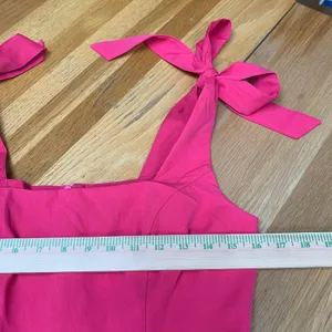 Lulus Hot Pink Tie-Strap Mini Dress 4D0818 Square‎ Neck Front Slit Size Small thumbnail 3