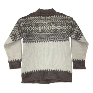 Vintage Rapaki Mahana Pure‎ Wool Cardigan Women's Medium NZ Brown Cream Knitwear thumbnail 2