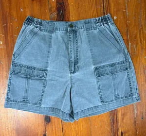 Vintage L.L. Bean Women's Washed Denim Cargo Shorts Gray Gorpcore thumbnail 1