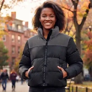 Fabletics | Women's Black / Coal Full Zip Quilted Puffer Jacket, Size XS thumbnail 9