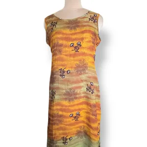 Vintage 90s Desert Sunset Sleeveless Grunge‎ Maxi Dress Geometric Floral Print thumbnail 2