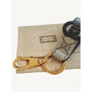 Gucci Interlocking G Keychain Ring Bag Charm GG Supreme Black Leather 701432 NIB thumbnail 10