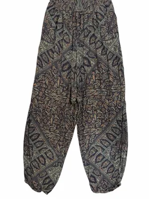 Free People Paisley Smocked Jumper M Boho Chic Balloon Leg Whimsigoth Jumpsuit thumbnail 8