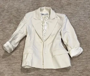Zara White Blazer Jacket thumbnail 1