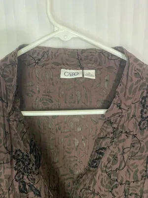 Cato Creek Brown Floral Button-Front Women's Blouse thumbnail 2