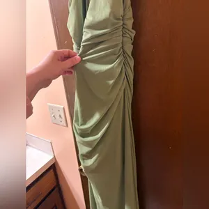 Abercrombie & Fitch Vol. 28 Sheer Halter Maxi Dress in Green thumbnail 8