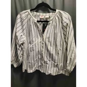Levi's Blue Nights Stripe Long Sleeves V-Neck Button-Up Blouse Size Petite S b55 thumbnail 6