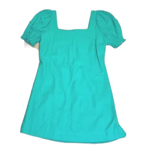 Draper James RSVP Linen Blend Puff Sleeve Mini Dress Green Square Neck S thumbnail 2
