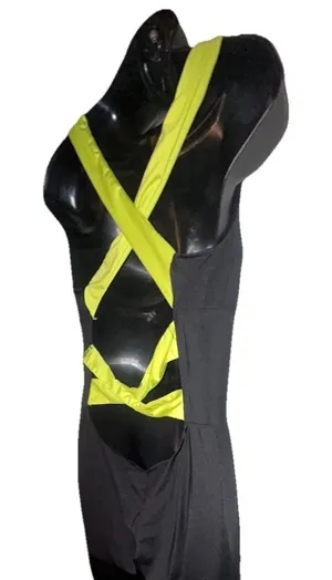 Xl Women's Workout Bodysuit Black and Lime Green. Tank Top Long Legged. Spandex thumbnail 1