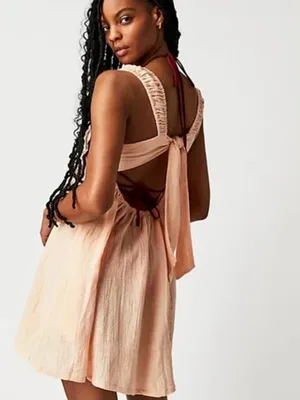 Free People Blissful Breeze Linen-Blend Mini Dress Small thumbnail 2