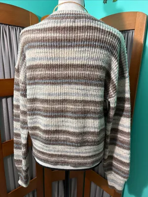 a.n.a Striped Crewneck Sweater in Brown, Cream, and Light Blue thumbnail 7