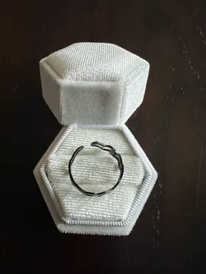 Women’s Stainless Steel Black Heart Shape Adjustable Ring Size 6-9 thumbnail 2