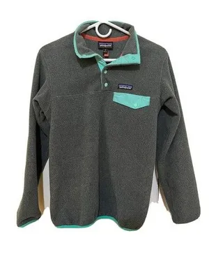 Patagonia Synchilla Snap-T Fleece Pullover Jacket Logo Gray Teal Women’s Size XS thumbnail 1