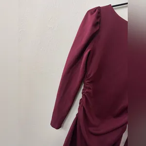 Susana Monaco Elegant Burgundy Ruched Dress thumbnail 2