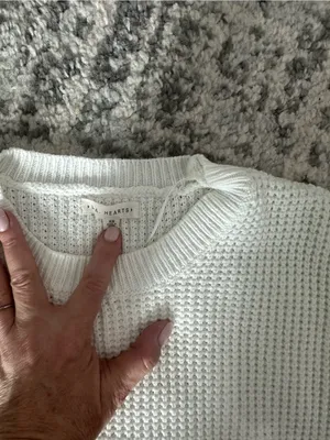 LA Hearts Cropped Textured Crewneck Sweater - White thumbnail 2