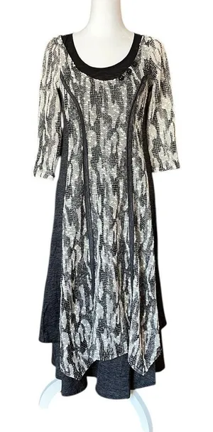 Picadilly Fashion Gothic Witchy Midi Dress Black White Layered Womens Size XS thumbnail 1