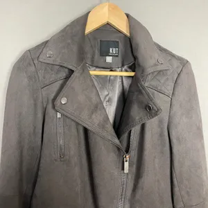 Kut from the Kloth Faux Suede Moto Jacket Women Size Zip-Up Motorcycle thumbnail 3
