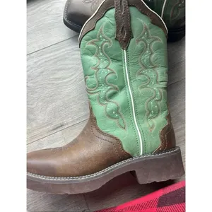 Justin Women's Raya Cowhide Gypsy Boots 12 in size 8.5B green and brown thumbnail 2