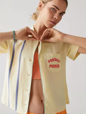 UO Retro Petrol Button-Through Shirt thumbnail 1