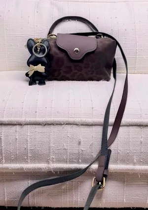 Stella Brown Faux Leather Mini Crossbody Bag w/ Gold Hardware & Bunny Charm thumbnail 1