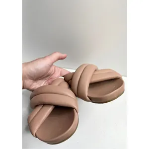 Steve Madden Sandals Womens Size 9 Nude Open Toe Crisscross Slip On‎ Slides thumbnail 7