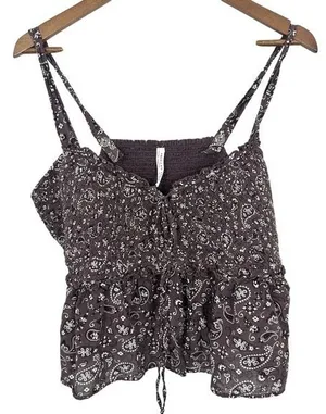 American Eagle‎ Outfitters Smocked Paisley Print Crop Tank Top Women XL Festival thumbnail 1