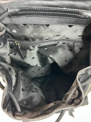 Kate Spade New York Carly Flap Drawstring Backpack in Black Technical Nylon thumbnail 9