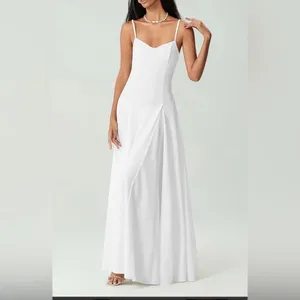 Elegant White Spaghetti Strap Maxi Dress Size XXL thumbnail 2