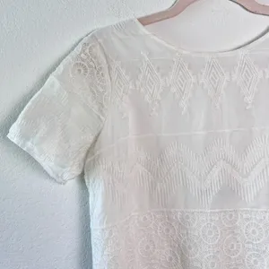 Abercrombie Fitch White Lace Embroidered Mini Dress S Boho Cottagecore‎ Summer thumbnail 3