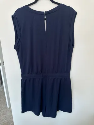 Lou & Grey Romper Size L Navy Blue Drawstring Pocket Sleeveless thumbnail 4