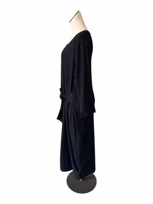 NWT Lauren Ralph Lauren Tie Front Cotton Blend Crewneck Dress Black thumbnail 9