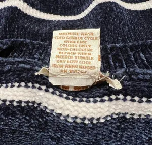 Luv Lane Striped Chenille Knit Sweater Dark Blue White Crewneck S thumbnail 11