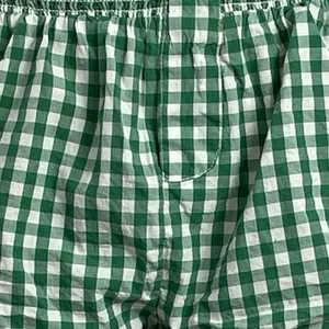 Free People Women's Green Gingham Check High Rise Boxer Lounge Shorts Size XS thumbnail 4