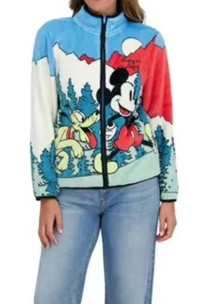 NWT Disney Mickey Mouse & Pluto "Mickey's Lodge" Scenic Fleece Jacket Small thumbnail 1