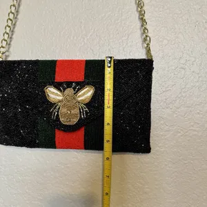Pria Handcrafted Bee Envelope‎ Black Clutch NWOT Beaded Wallet thumbnail 6