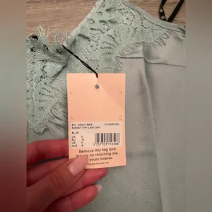 Nwt Missguided Lace Satin Sage Green Cami Top S thumbnail 3