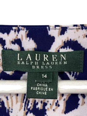 Lauren Ralph Lauren Blue White Floral Print Faux Wrap Dress Size 14 women’s thumbnail 10