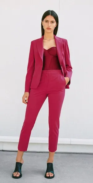 [ZARA] Red High Rise Straight Leg Ankle Length Trouser Work Career Pants NWT 10 thumbnail 1