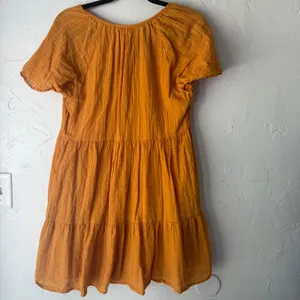 Knox Rose Orange Textured Tiered V Neck Short Sleeve Boho‎ Dress Size S thumbnail 4